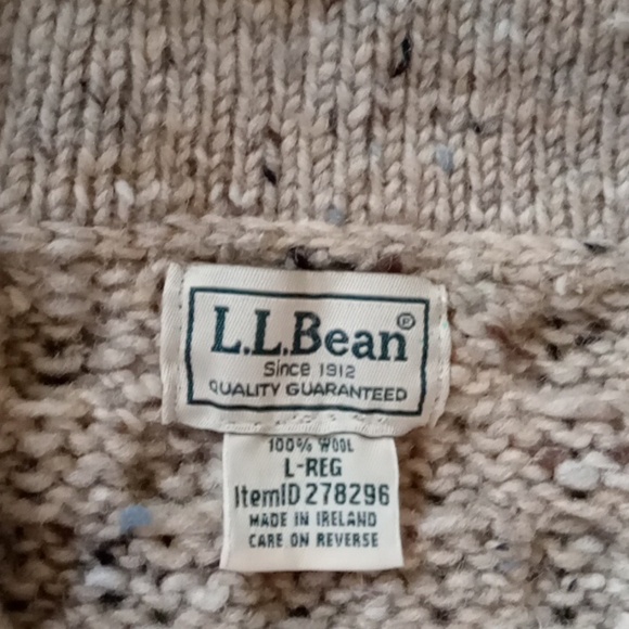 LL Bean Irish Wool Chunky Cable Knit Zip Front Sweater - Picture 2 of 8